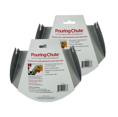 New Metro Design PC-10 Pouring Chute Compatible with KitchenAid Stand Mixer with Stainless Steel Bowl, Silver