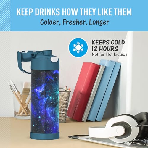 THERMOS FUNTAINER 16 Ounce Stainless Steel Vacuum Insulated Bottle with Wide Spout Lid, Apricot