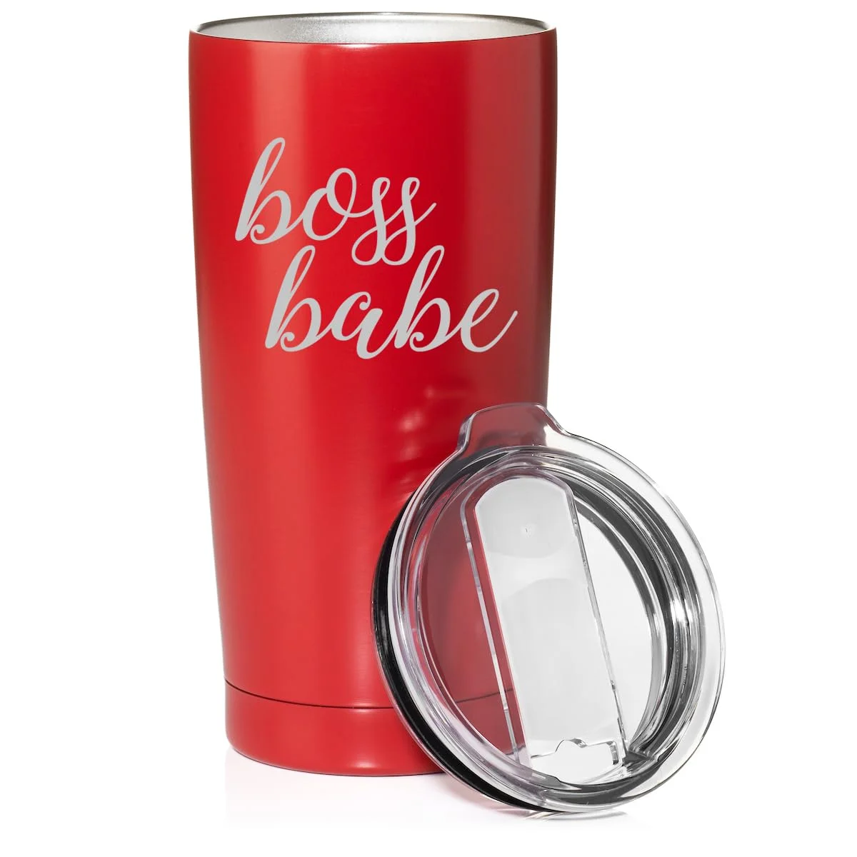 Smooth Body Tumbler Stainless Steel Vacuum Insulated Travel Mug Cup Gift Boss Babe (20 oz, Red)