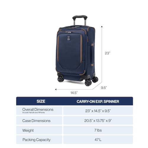 Travelpro Crew Classic Lightweight Softside Expandable Checked Luggage, 8 Wheel Spinner Suitcase, TSA Lock, Men and Women, Checked Large 29-Inch, Patriot Blue