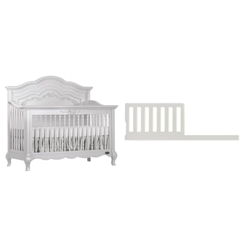 Evolur Aurora 5-in-1 Convertible Crib in Frost, Greenguard Gold Certified, Features 3 Mattress Height Settings, Sturdy and Spacious Baby Crib, Wooden Furniture