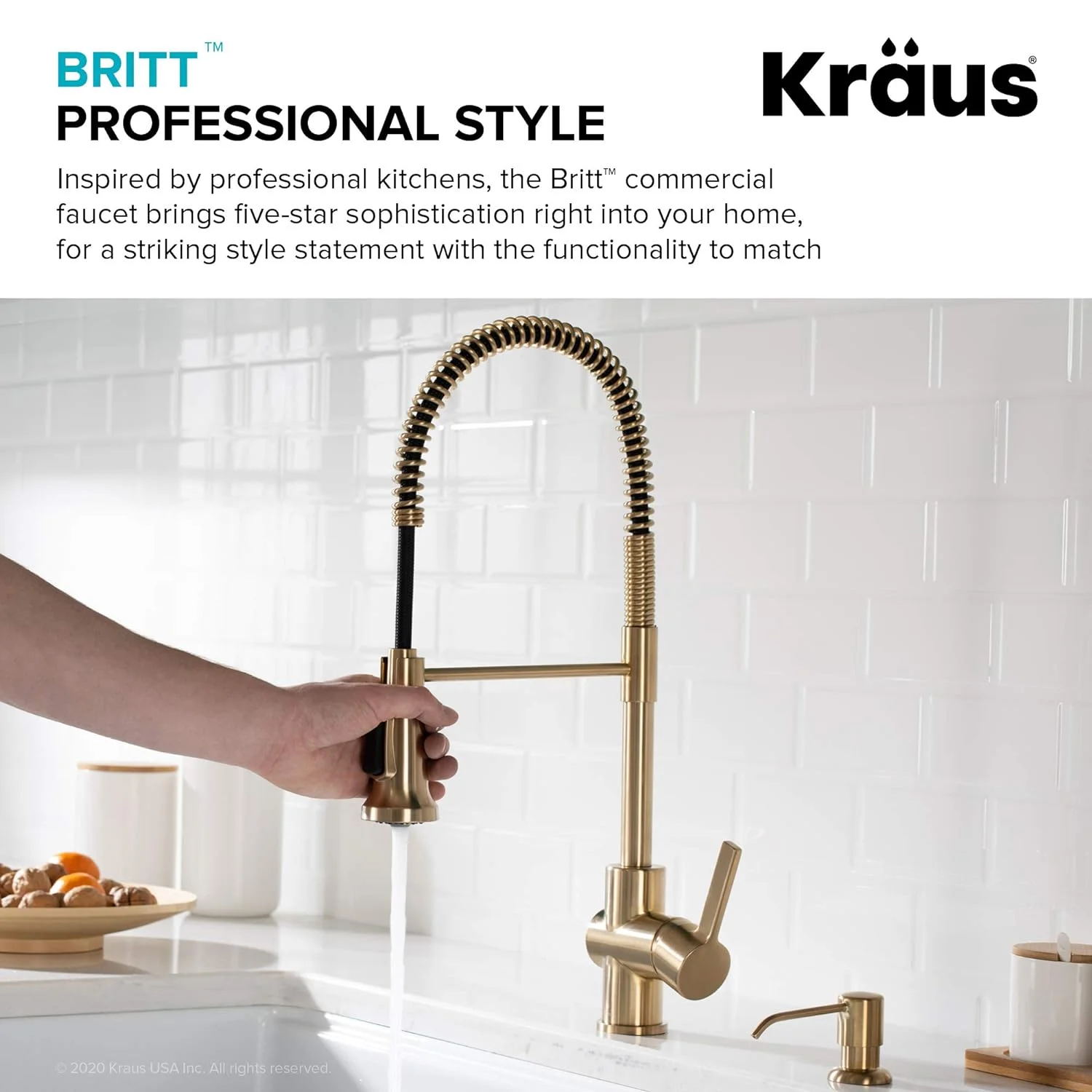 WAGEE Britt Commercial Style Kitchen Faucet in Spot Free Antique Champagne Bronze, KPF-1690SFACB