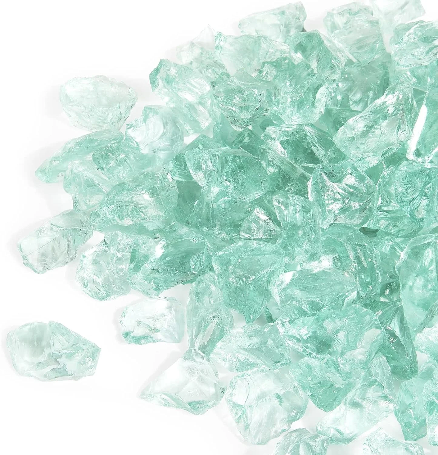 10 lbs Fire Glass for Propane Fire Pit, 1/2-Inch Decorative Firepit Glass Rock for Gas Fireplace, Aqua