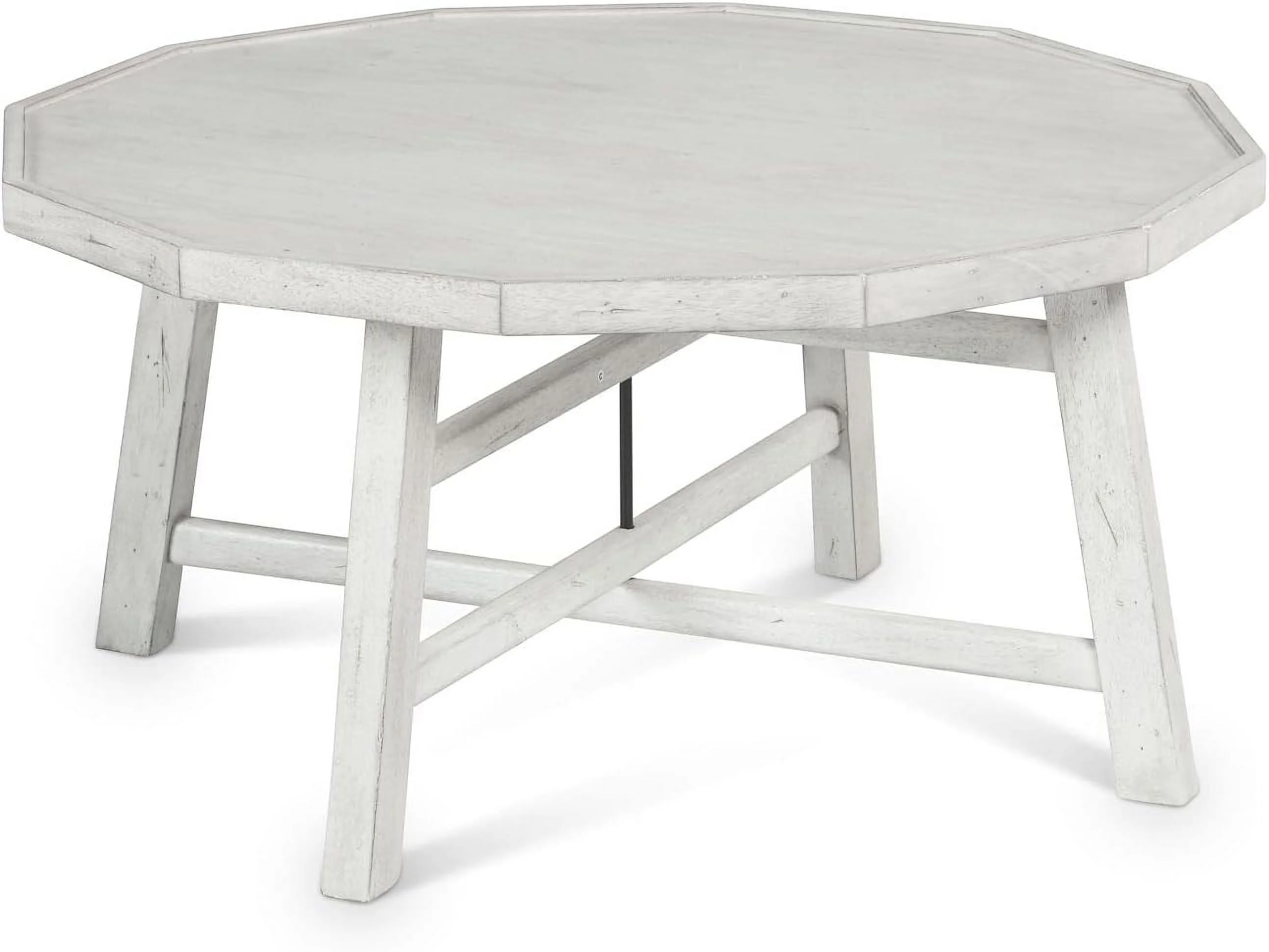 Solid Wood Tray Top, Timber-Beam Base, And Cross-Stretchers In Vanilla Brown Finish Cocktail Table, 36 X 36 X 18, Alabaster