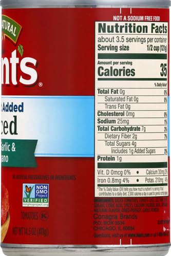 Hunt's Crushed Tomatoes No Salt Added, Keto Friendly, 28 oz (Pack of 6)