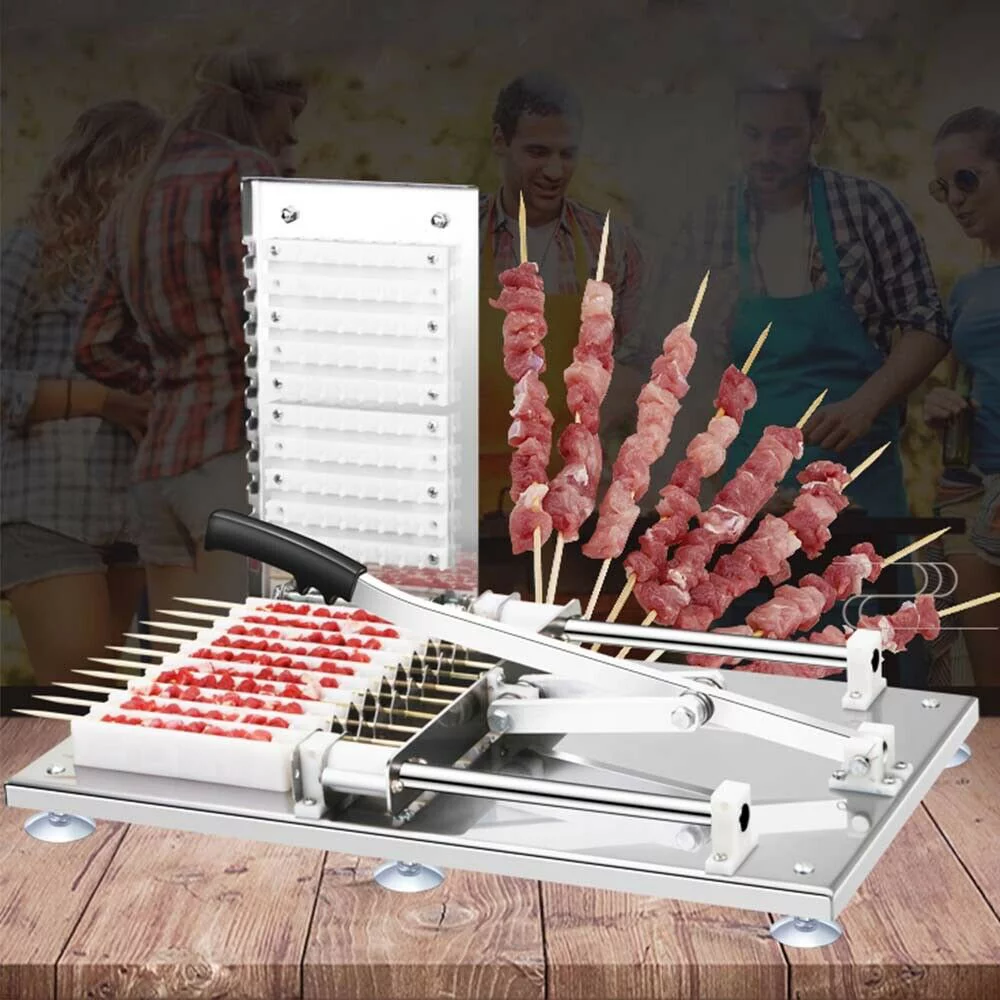 Oukaning Manual Mutton Kebab Machine BBQ Skewer String Making Machine Desktop Meat Skewerqq