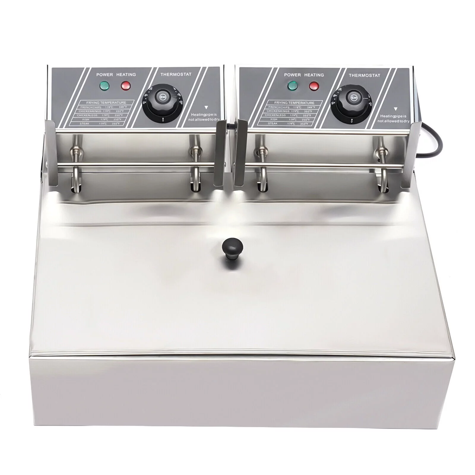 12L Commercial Electric Deep Fryer Cooking Machine Restaurant Fry Basket Stainless Steel 5000W