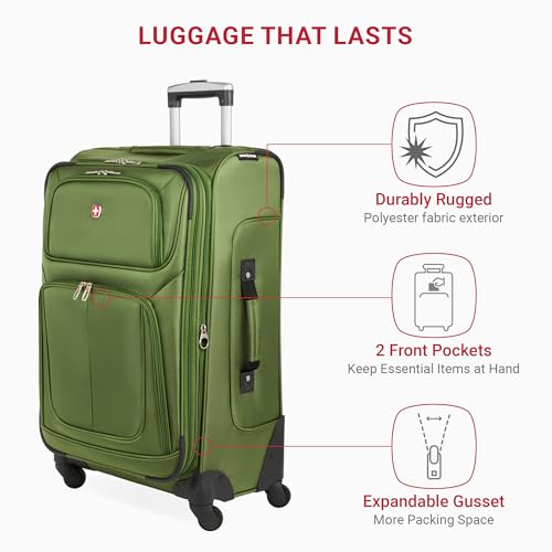 SwissGear Sion Softside Expandable Luggage, Black, Checked-Large 29-Inch