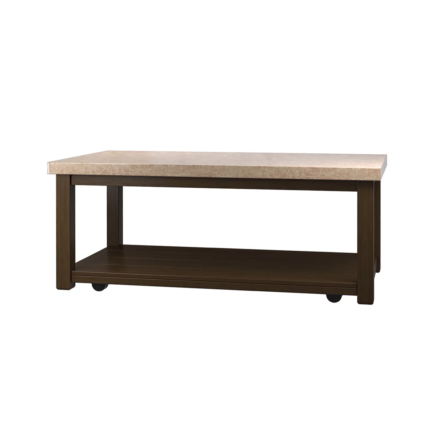 Artful Living Design Rectangular Coffee Table with Solid Wood Legs and Storage Shelf for Living Room,White