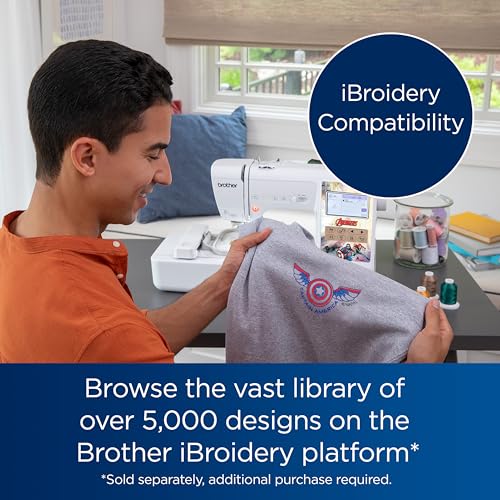 Brother LB5500M Marvel 2-in-1 Combo Sewing & Embroidery Machine, 16.5 x 7.76 x 12.1 inches, White