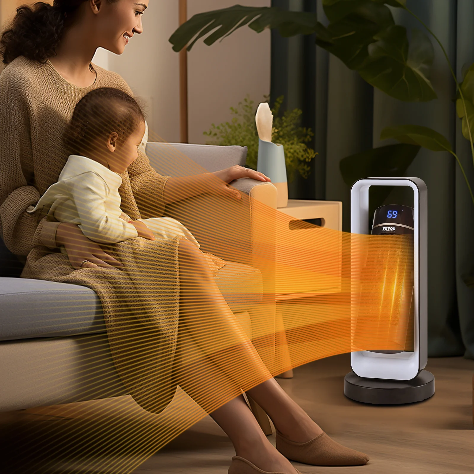 BENTISM 1500W Electric Fan Forced Portable Space Heater 20 in with Thermostat