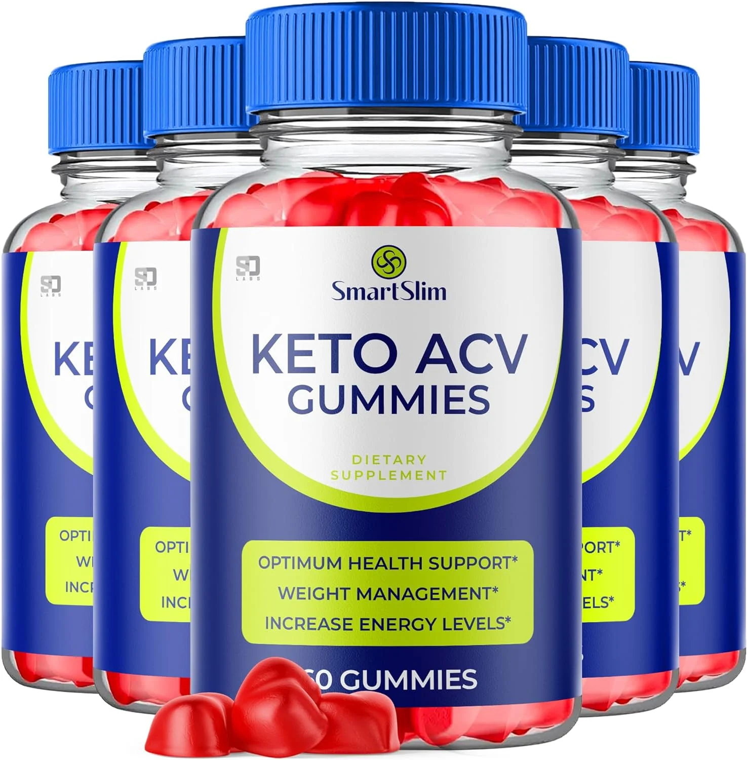 (5 Pack) Smart Slim Keto Gummies, Advanced 1000MG Formula, Apple Cider Vinegar Folate Vitamin B6 B12 Beet Root Vegan Non GMO Keto Supplement (300 Gummies)