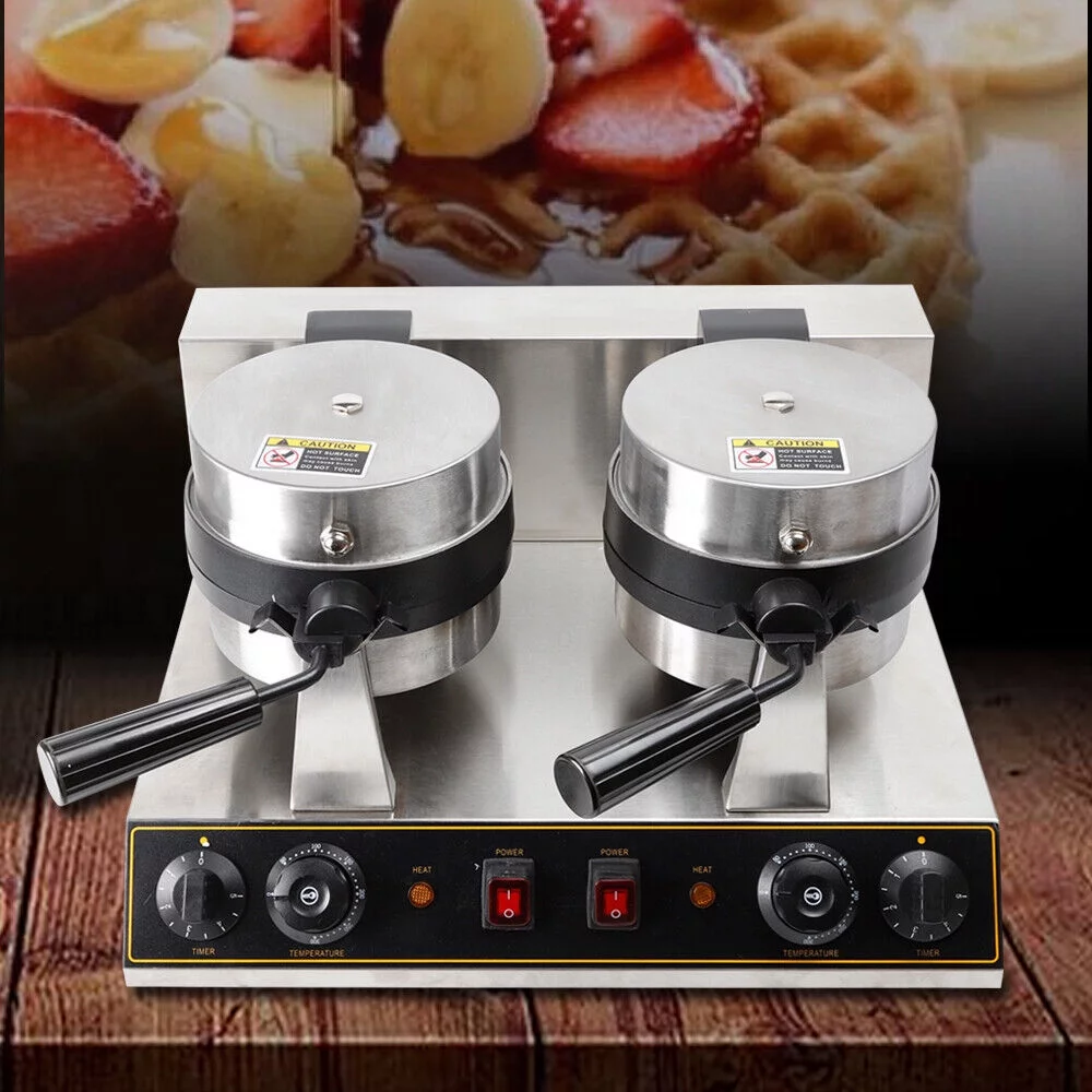 DENEST Dual Rotating Belgian Waffle Maker Commercial Non-Stick 7