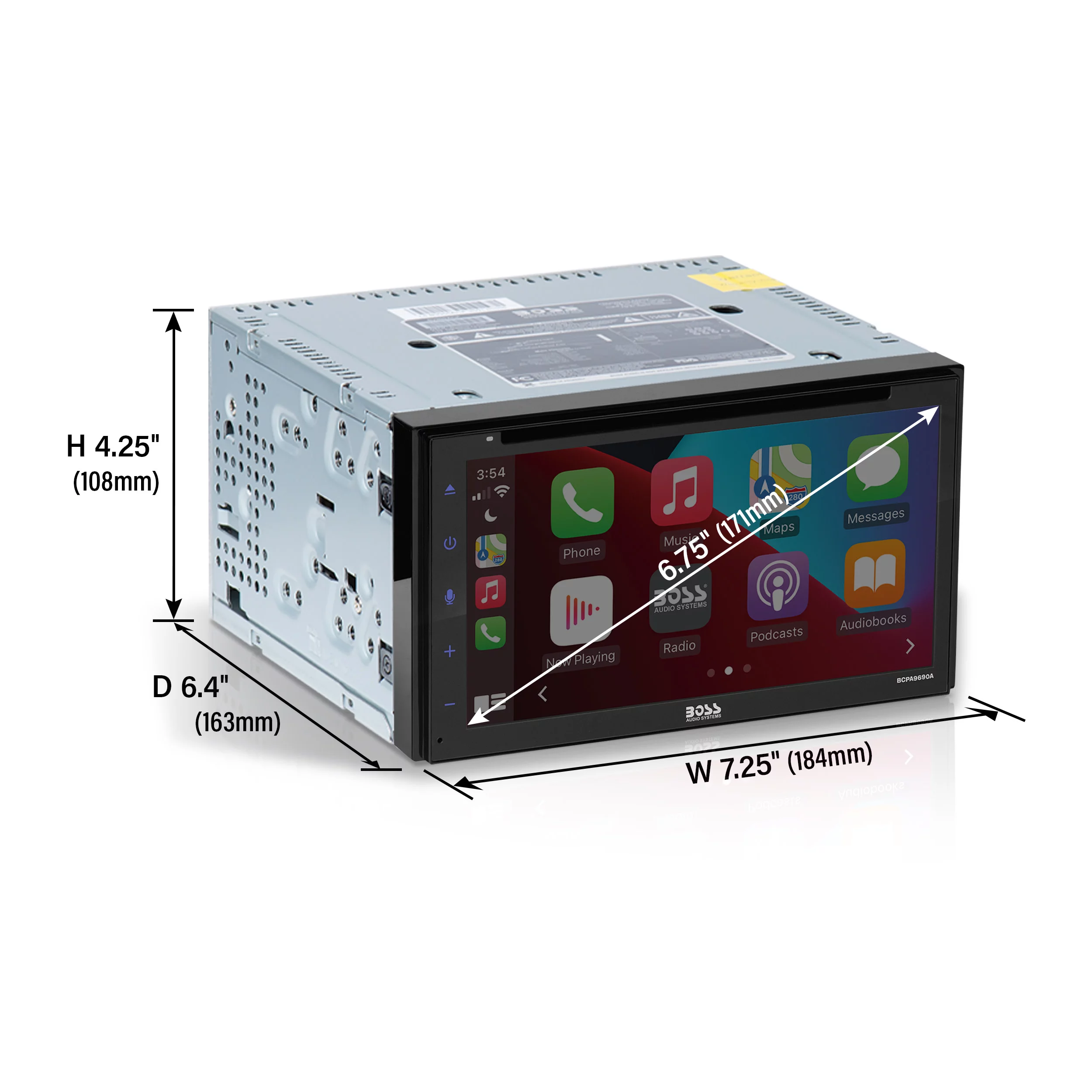 BOSS Audio Systems BCPA9690RC 6.75” Apple CarPlay Android Auto Car DVD Player