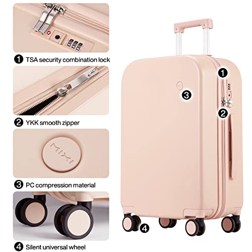 mixi Upgrade Carry on Luggage 14 Inch Underseat Personal Item Suitcases with Spinner Wheels, Hardside Rolling Suitcase PC with TSA Lock Lightweight Travel Case, Fine Grid Black