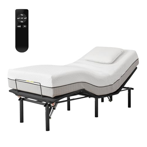 Twin Adjustable Bed Frame, Wireless Remote Control, Whisper Quiet Durable Motor, Independent Head and Foot Incline, Fabric Covered, Zero Gravity,adjustable bed frame twin XL Size