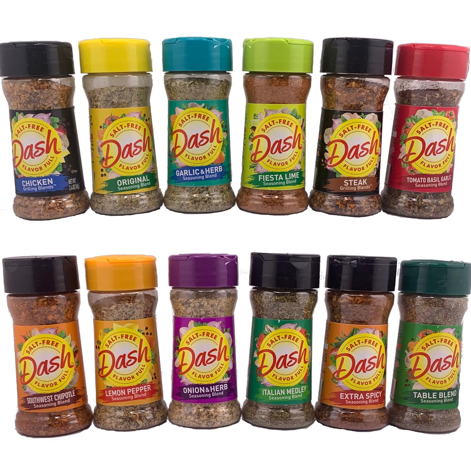 Mrs Dash Seasoning Salt Free Variety 12 Pack by Snackivore. 1 Bottle Each of 12 Different Flavors.