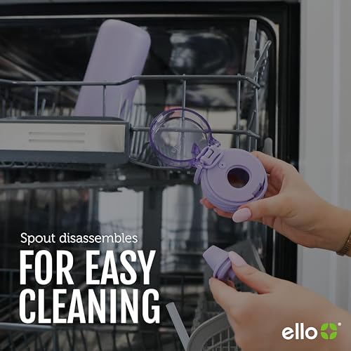 Ello Cooper 32oz Stainless Steel Water Bottle with Straw and Carry Handle, Double Walled and Vacuum Insulated Metal, Leak Proof Locking Lid with Soft Silicone Spout, Reusable, BPA Free, Yucca