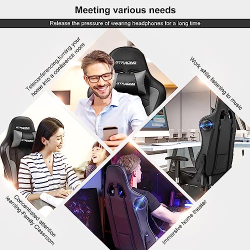 GTRACING Gaming Chair with Speakers Bluetooth Music Video Game Chair Audio Ergonomic Design Heavy Duty Office Computer Desk Chair (Black)