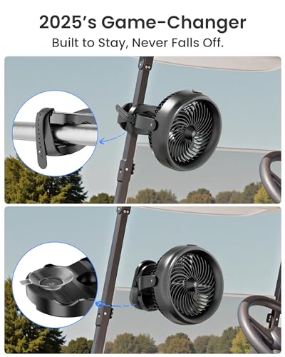 Koonie 10000mAh Portable Clip on Fan with LED Lantern and Hook, 8'' Battery Operated Desk Fan, Quiet Camping Fan with LED Digital Display, 360° Rotation & 3 Speeds for Travel Tent Gym Treadmill
