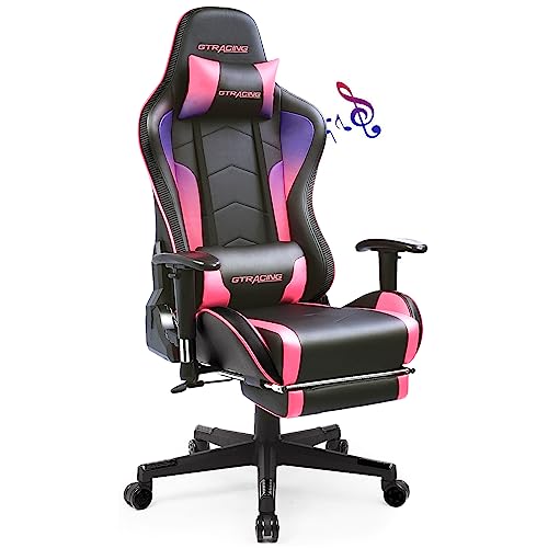 GTRACING Gaming Chair with Footrest Speakers Video Game Chair Bluetooth Music Heavy Duty Ergonomic Computer Office Desk Chair