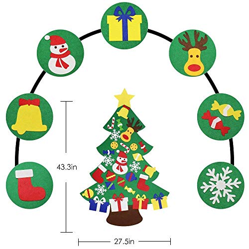 YEAHBEER Felt Christmas Tree for Toddlers, 3.2FT DIY Felt Christmas Tree for Kids with 30 Detachable Christmas Ornaments, Xmas Gifts, Hanging Decorations