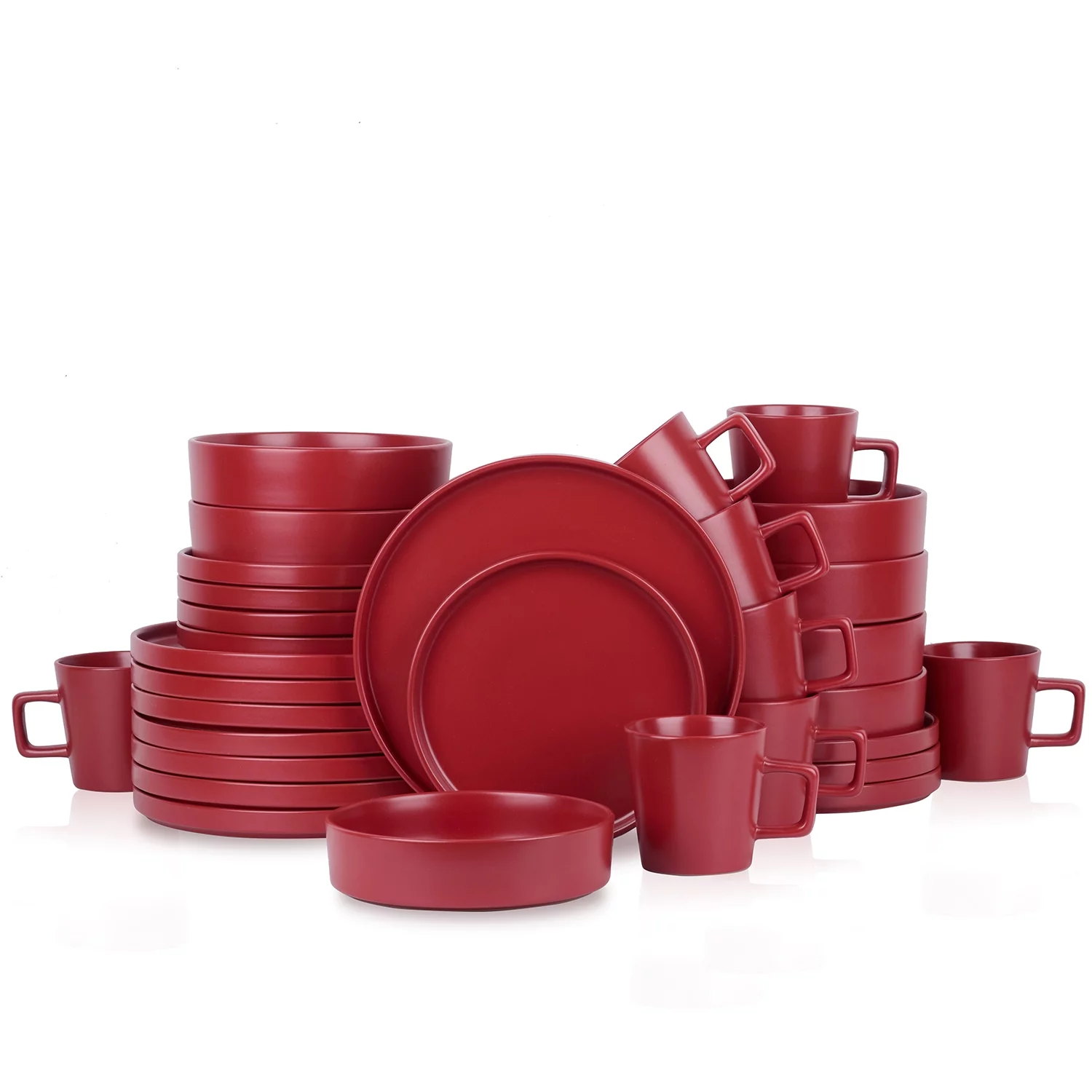 Stone Lain Cleo 32-Piece Dinnerware Set Stoneware, Red