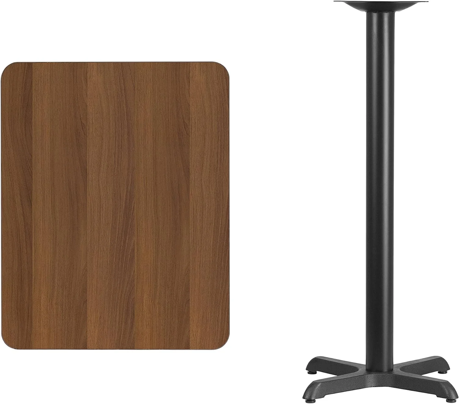 Stiles 24'' X 30'' Rectangular Walnut Laminate Table Top With 22'' X 22'' Bar Height Table Base