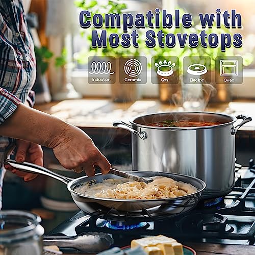 Cooks Standard Stainless Steel Stockpot 8-Quart, Multi-Ply Full Clad Cooking Stock Pot with Lid, Dishwasher Safe, Oven Safe 500°F, Silver