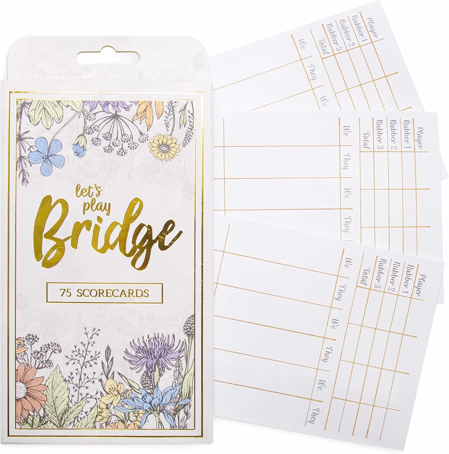 Bridge Scorecards, 75-Pack | Replacement Score Sheet Tally Pads | Must-Have Accessories for Game Night | Classic We/They Bridge Playing Card Game Scoring