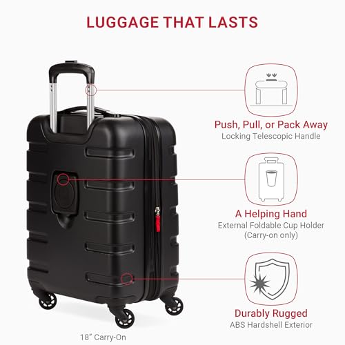 SwissGear 7366 Hardside Expandable Luggage with Spinner Wheels, White, Carry-On 19-Inch