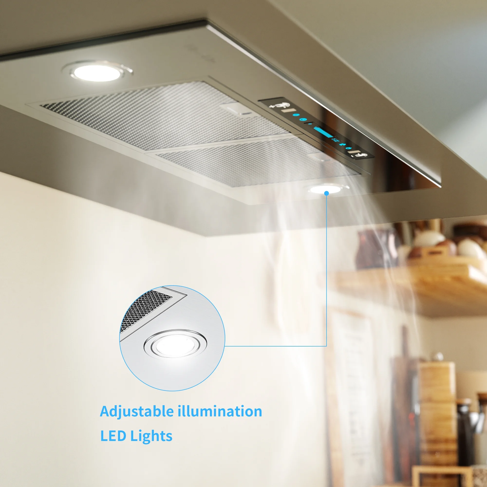 HisoHu Insert Range Hoods 30 Inch / 36 Inch, 900 CFM with Ducted Convertible Ductless (Kit Included), 4 Speed Gesture Sensing&Touch Control Panel, Stainless Steel Vent Hood(30 Inch)