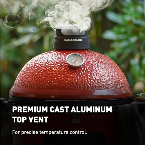 Kamado Joe Pellet Joe Grill, Classic Joe, 18-inch Ceramic Wood Pellet Grill and Smoker with Cart, Side Shelves, Stainless Steel Grates and 250 Cooking Square Inches in Red, Model KJ15260020