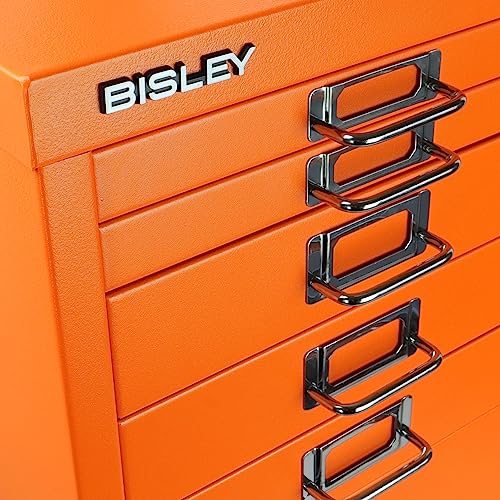 Bisley 10-Drawer Steel MultiDrawer Cabinet - Black, Chrome Pull Handles with Label Holders, Powder-Coated Steel, Removable Drawers, Fits Under Most Desks, Labels Included