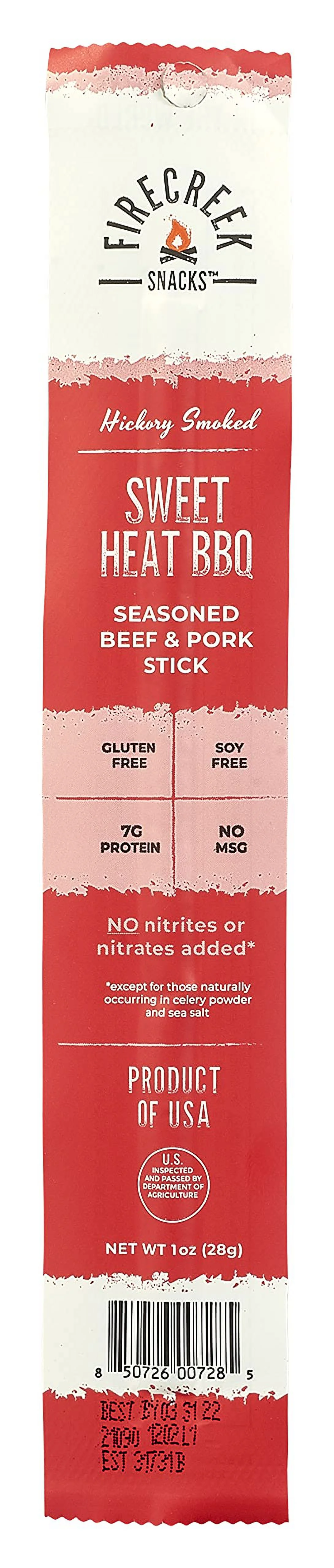 FireCreek Snacks Sweet Heat BBQ Beef Jerky Stick, Low Carb 1 ounce Meat Stick, 20 Count, Red