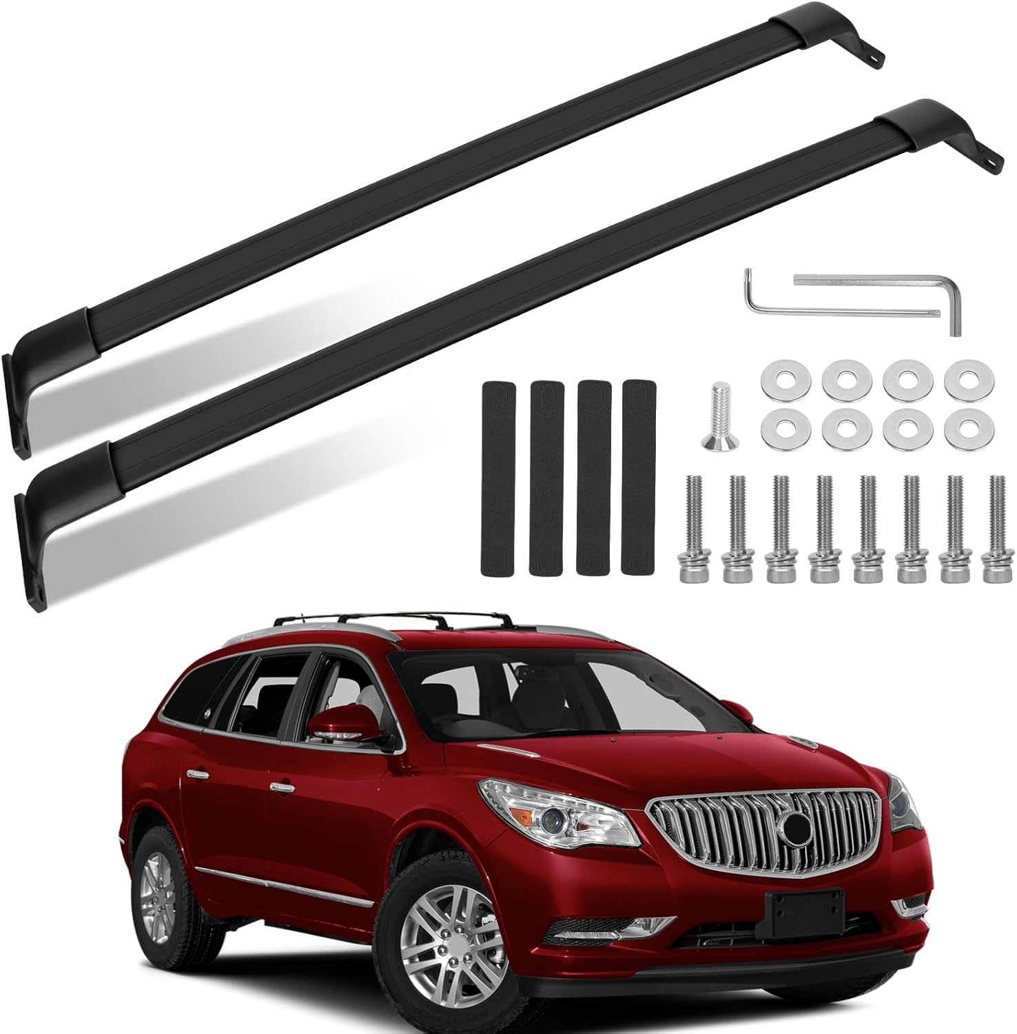 220LBS Roof Rack Cross Bars Fit for Buick Enclave 2018 2019 2020 2021 2022 2023 2024, Aluminum Anti-Corrosion Heavy Duty Cross Rails for Kayak Snowboard Surfboard Bike Camping Gear Rooftop Accessories