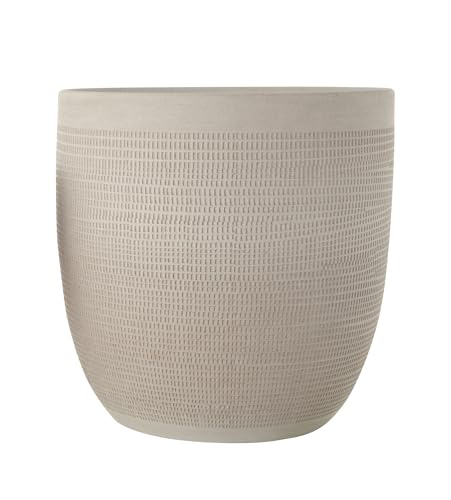 Creative Co-Op Large Matte White Embossed Stoneware Planter