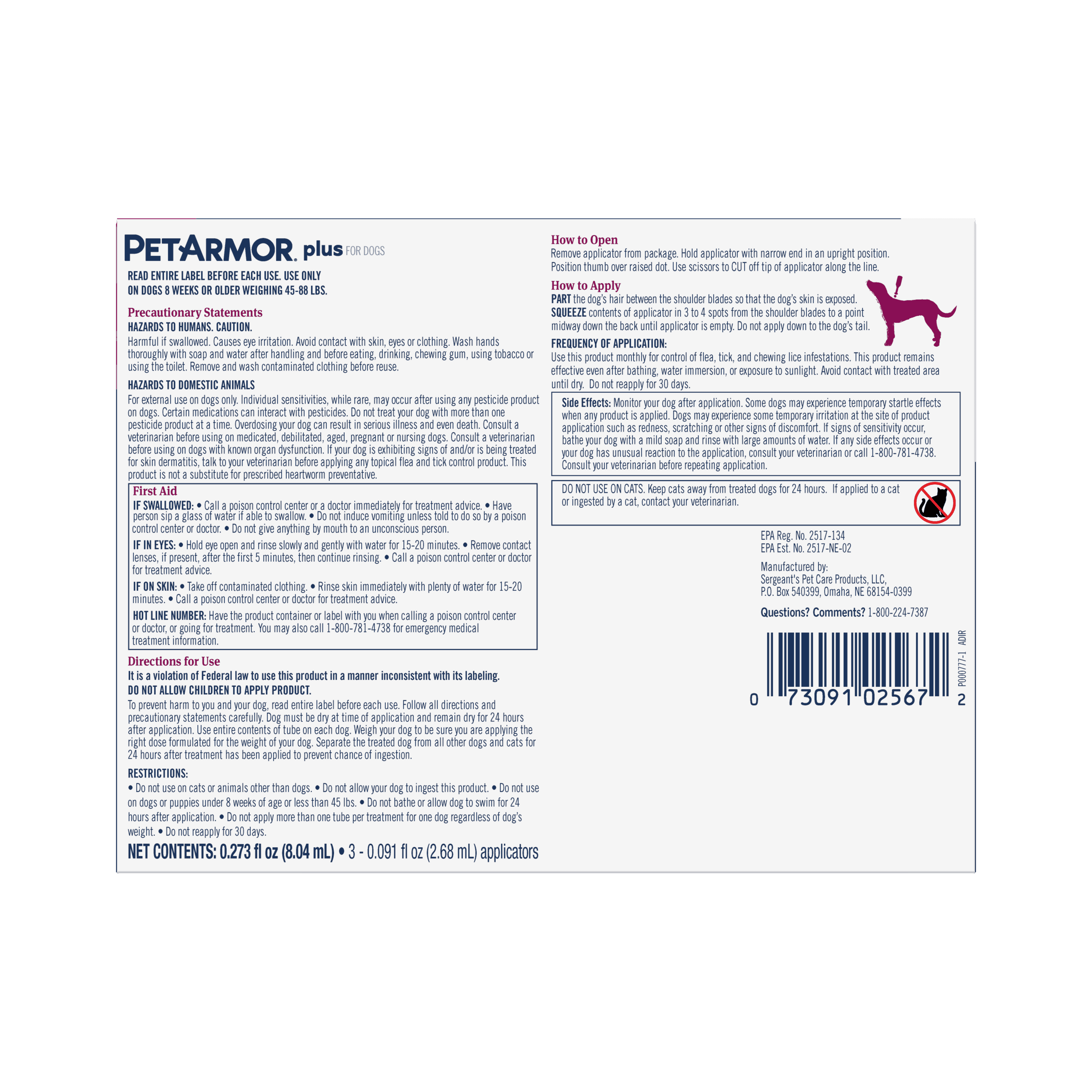PetArmor Plus Flea & Tick Prevention for Large Dogs 45-88 lbs, 3 Month Supply