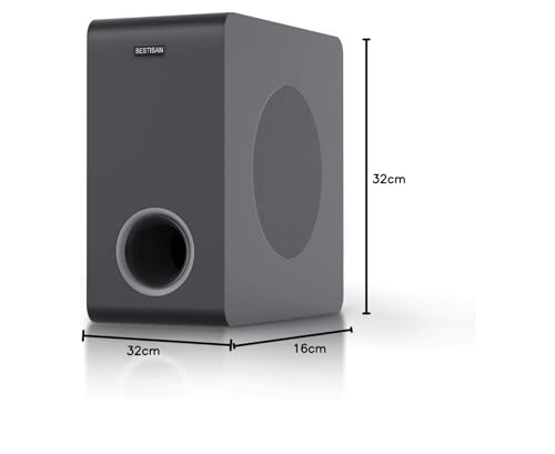 BESTISAN Powered Subwoofer, 6.5'' Side Firing Home Audio Sub, Deep Bass Response Subwoofers, Easy Setup with Home Theater Systems, TV, Speakers, RCA, LFE, AUX Input, High-Level Speaker Input & Output