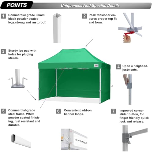 ABCCANOPY Easy Pop Up Canopy Tent with Sidewalls 10x10 Commercial -Series, White
