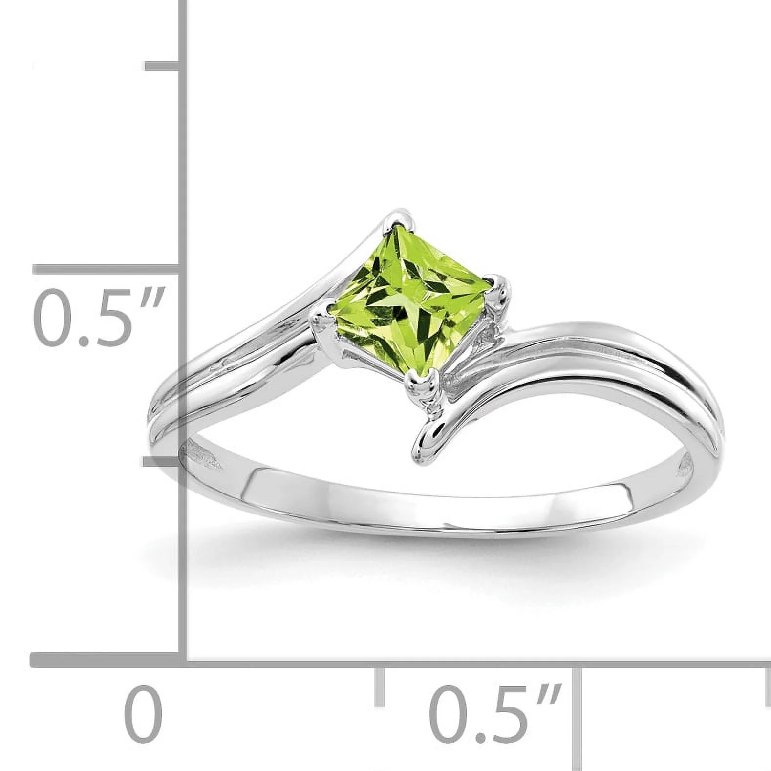 Primal Gold 14 Karat White Gold 4mm Princess Cut Peridot Ring
