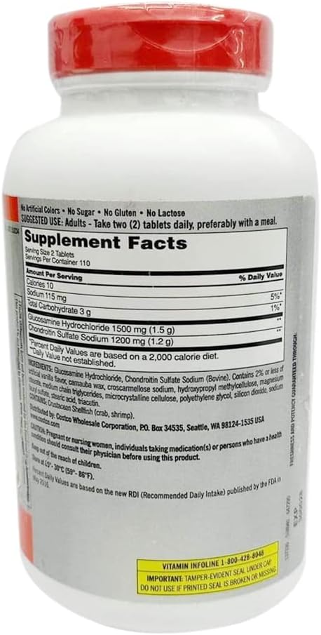 TZWK Kirkland Signature Extra Strength Glucosamine 1500mg/Chondroitin 1200mg Sulfate 220 Tablets (Pack of 2)