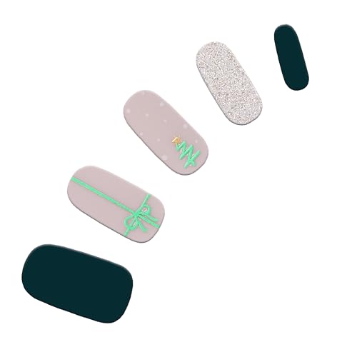 Dashing Diva Gloss Nail Strips - Santa Baby | UV Free, Chip Resistant, Long Lasting Gel Nail Stickers | Contains 32 Nail Wraps, 1 Prep Pad, 1 Nail File