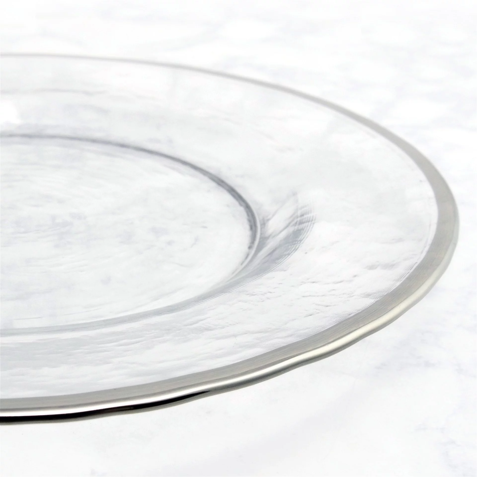 Split P Metallic Rim Glass Platter | Silver