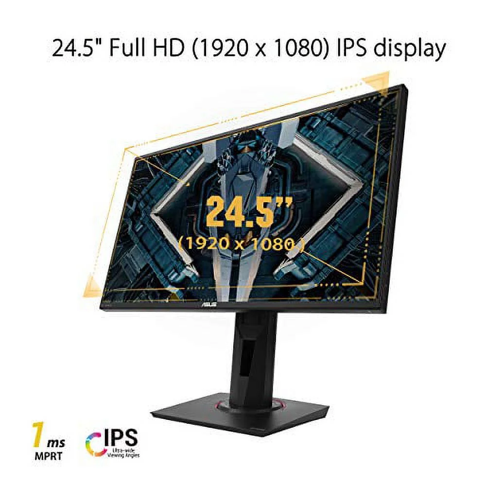 ASUS TUF Gaming VG259QR 24.5? Gaming Monitor, 1080P Full HD, 165Hz (Supports 144Hz), 1ms, Extreme Low Motion Blur, G-SYNC Compatible ready, Eye Care, DisplayPort HDMI, Shadow Boost, Height Adjustable