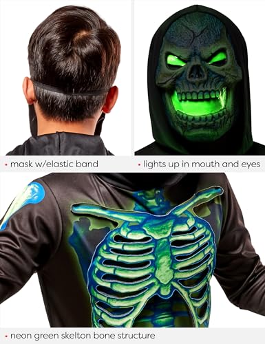 Rubies Child's Neon Skeleton Costume Jumpsuit and Light Up Mask