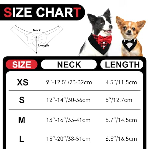 cyeollo 2 Pack Christmas Dog Tuxedo Bandana Adjustable Red Plaid Christmas Pet Outfit with Bow Tie Dog Costume for Small Dogs Cats, S