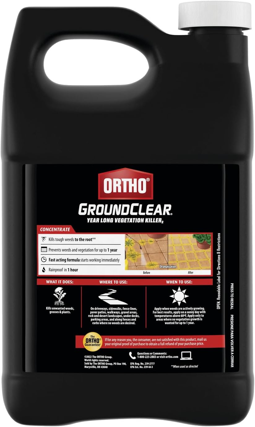 Ortho GroundClear Year Long Vegetation Killer2 Concentrate, Kills and Prevents Weeds Up to 12 Months, 1 gal.