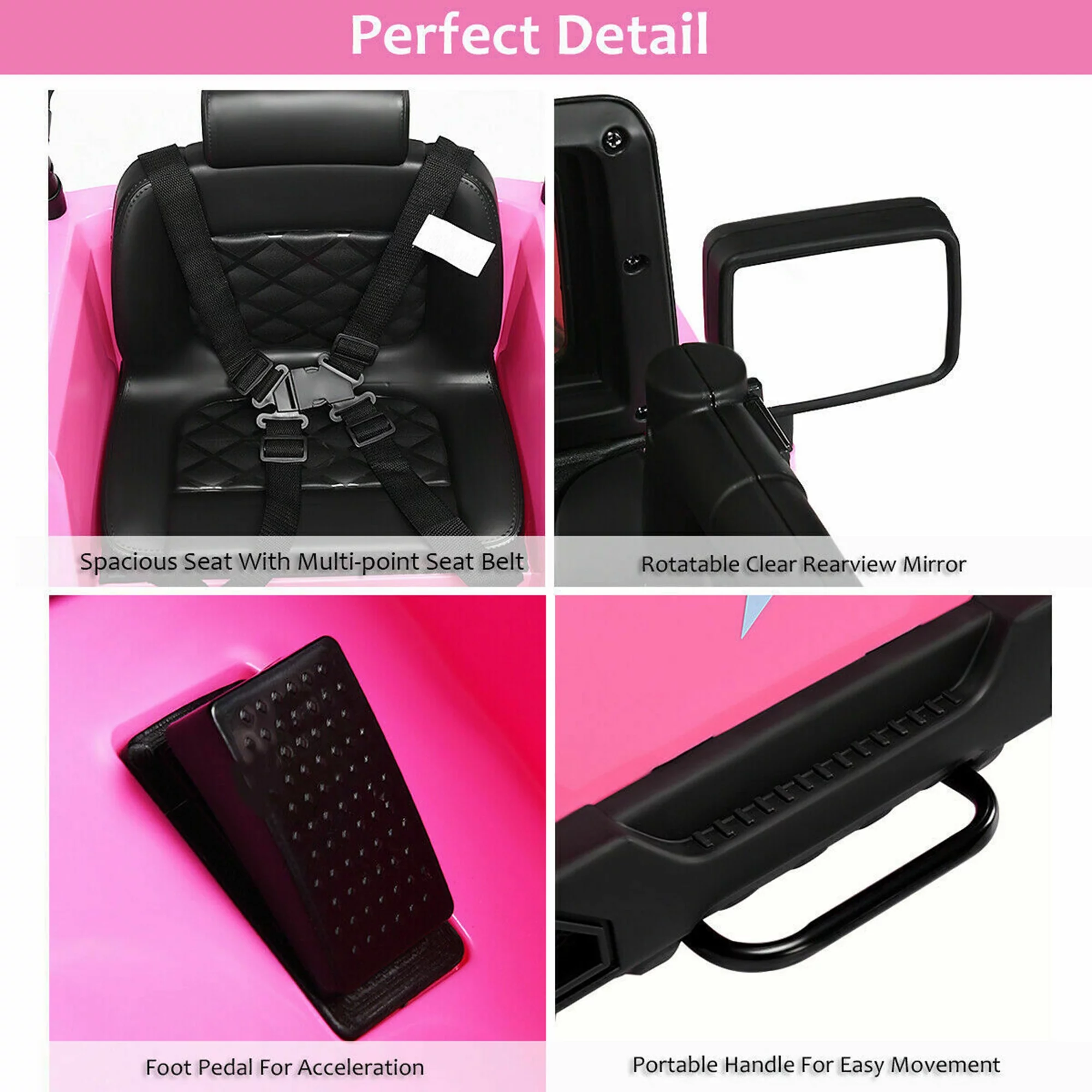 Gymax Electric 12V Kids Ride-on Car Truck Parent Control with 2.4 GHZ Remote Control Pink