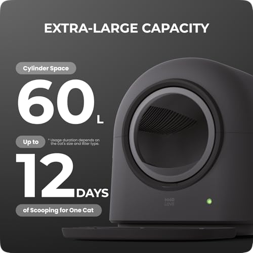 TYPro Self Cleaning Cat Litter Box Automatic Hands-Free Smart Robot self Cleaning Cat Litter Box for Multiple Cats with APP Control Safe with Litter Mat Waste Bags and Deodorizer Dark Grey